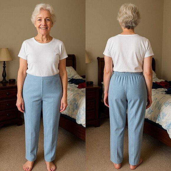 Alfred Dunner Womens Petite 8 Blue Ankle Pants Faux Suede Elastic Back Stretch - Picture 1 of 4